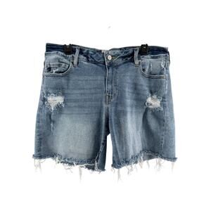 Kancan Women's Medium Wash Distressed Cut-Off Shorts Size 18